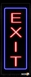 Exit In Red With Blue Border Neon Sign