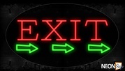 Exit With 3 Green Arrows Neon Sign
