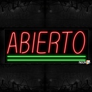 Abierto In Red With Green Lines Neon Sign